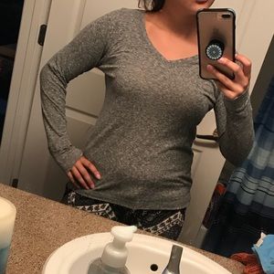 SO perfect tee heathered gray v-neck shirt